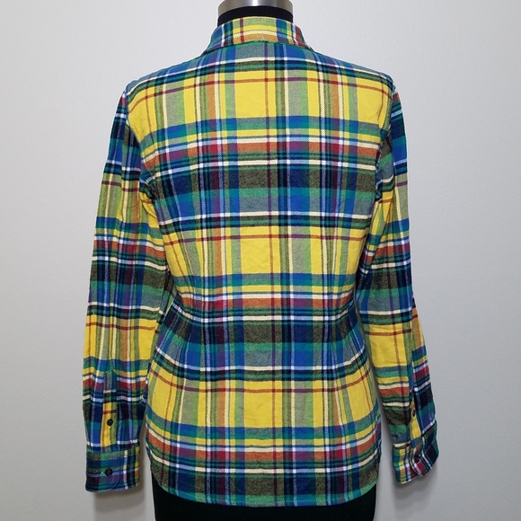 Chaps Tops Chaps Plaid Flannel Shirt Zipper Front Colorful Sm